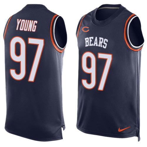 Nike Bears #97 Willie Young Navy Blue Team Color Men's Stitched NFL Limited Tank Top Jersey - Click Image to Close